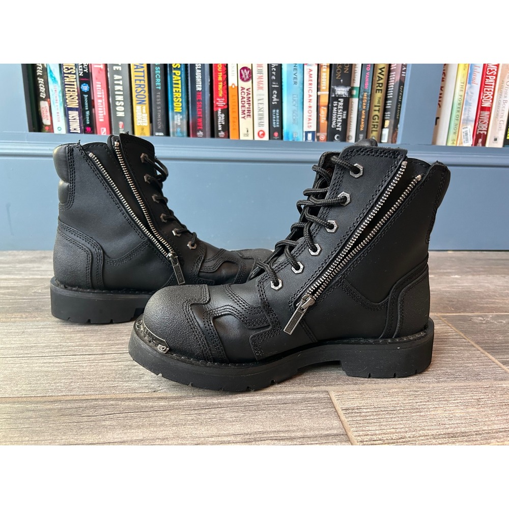 Harley-Davidson El Paso Mens Black Leather Riding Boots D91642 Size 9.5 M - Picture 4 of 9
